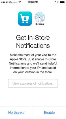 New iBeacon integration for the Apple Store app, as pictured on Dec. 6, 2013.