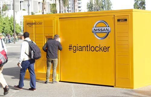 Amazon's large locker in San Francisco is part of an ad campaign with Nissan.