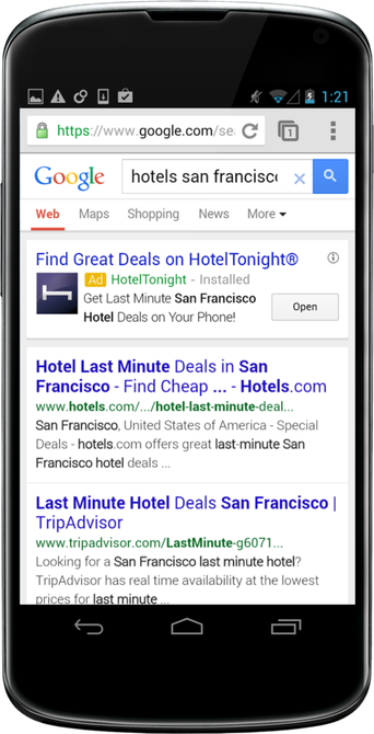 Google users will see more ads directing them into others' mobile apps.