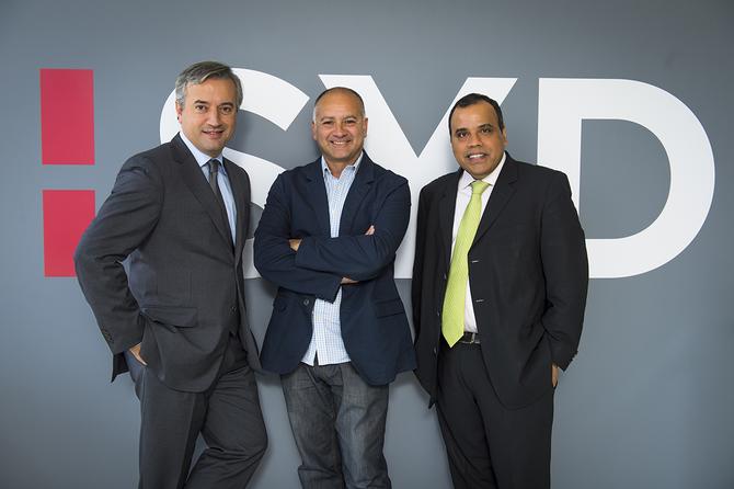 From left: Dominique Delport with new head of Havas Media Group in Australia, Mike Wilson, and CEO of Asia-Pacific, Vishnu Mohan