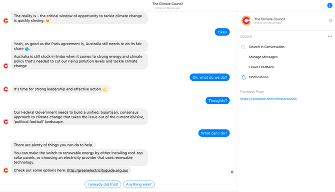 The Climate Council chatbot