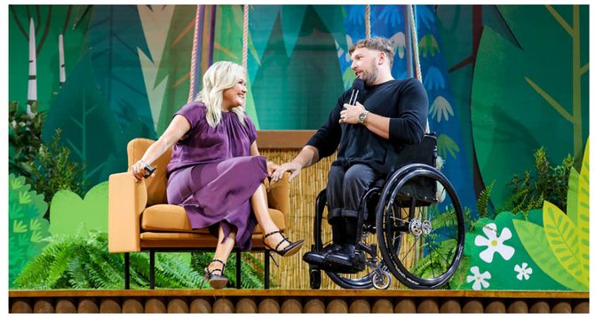 Salesforce local MD, Pip Marlow, with Dylan Alcott at the 2022 Salesforce World Tour in Sydney